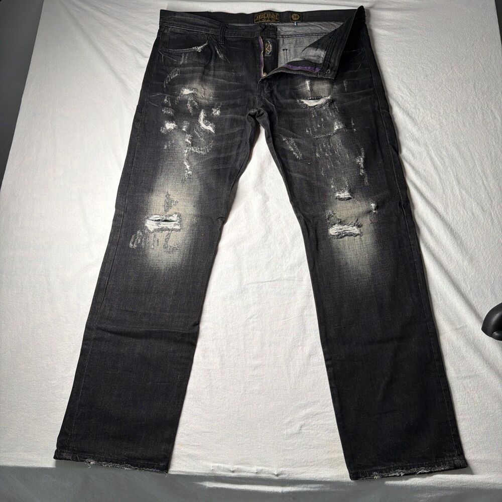 AKOO Skater Jeans Baggy Black Distressed Size 38 The Highest Quality Cotton